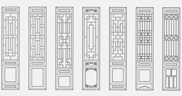 雷州常用中式仿古花窗图案隔断设计图